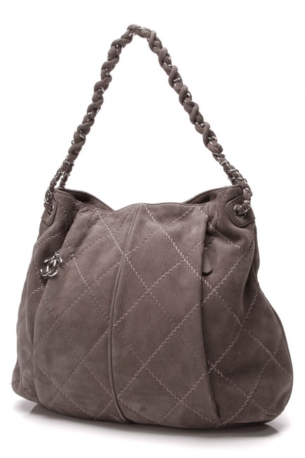 Chanel Handbag Ultimate Stitch Gray Nubuck Leather Hobo Bag 
