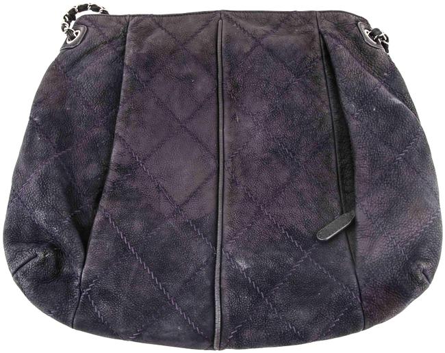 Chanel Handbag Ultimate Stitch Suede Black Dark Navy Leather Hobo Bag 