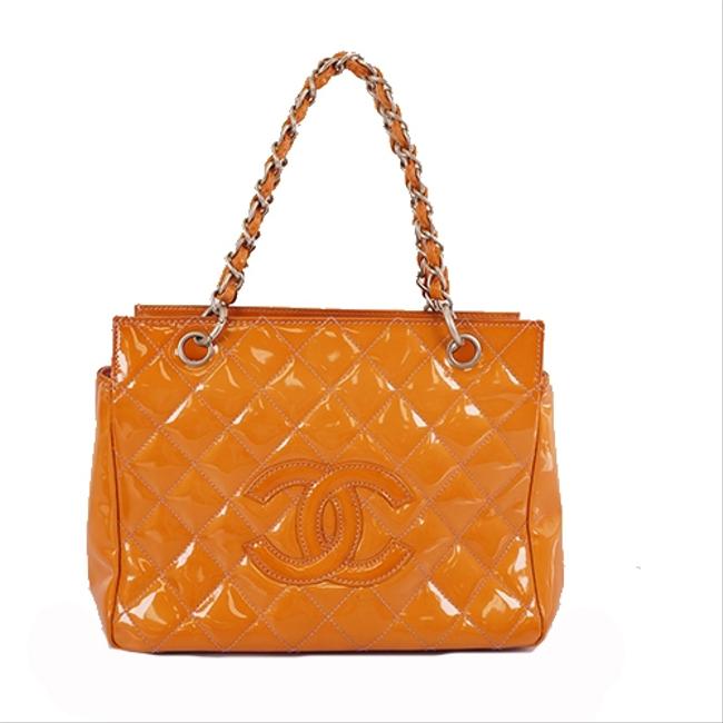 Chanel Handbag Women's Orange Patent Leather Satchel 