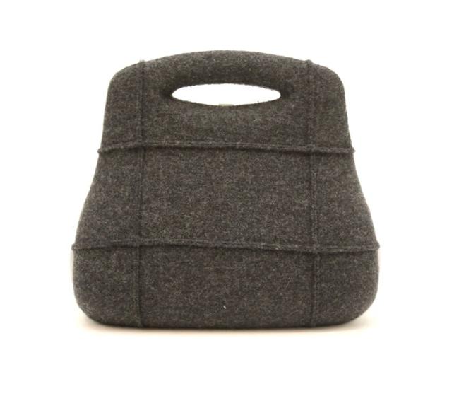 Chanel Hardcase Gray Wool Clutch 