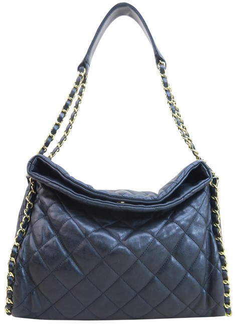 Chanel Chain Around Black Calfskin Leather Hobo Bag 