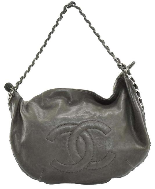 Chanel Chain Brown Distressed Leather Hobo Bag 