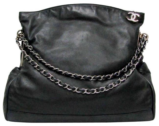 Chanel Ultimate Soft Smooth Cc Logo Ch Black Lambskin Leather Hobo Bag 