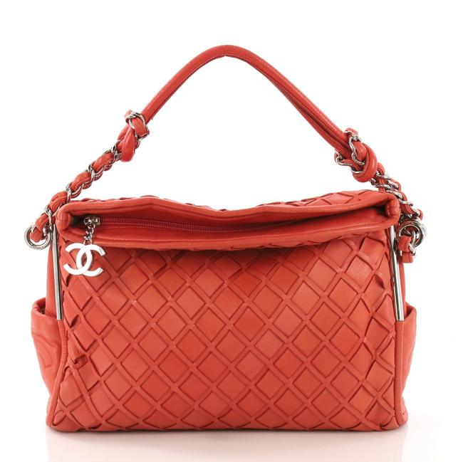 Chanel Ultimate Soft Sombrero Woven Coral Leather Hobo Bag 