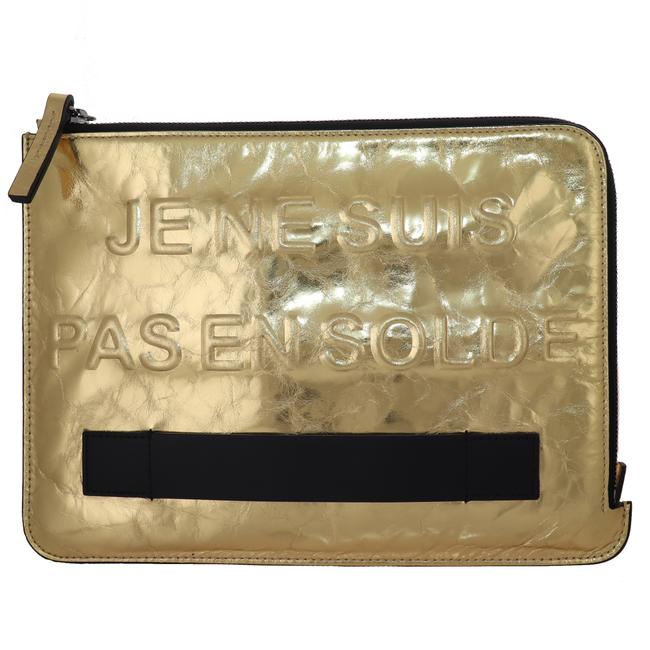 Chanel Je Ne Suis Pas En Solde Folio Gold Leather Clutch 