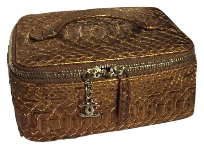 Chanel Jewelry Case Brown Python Clutch 