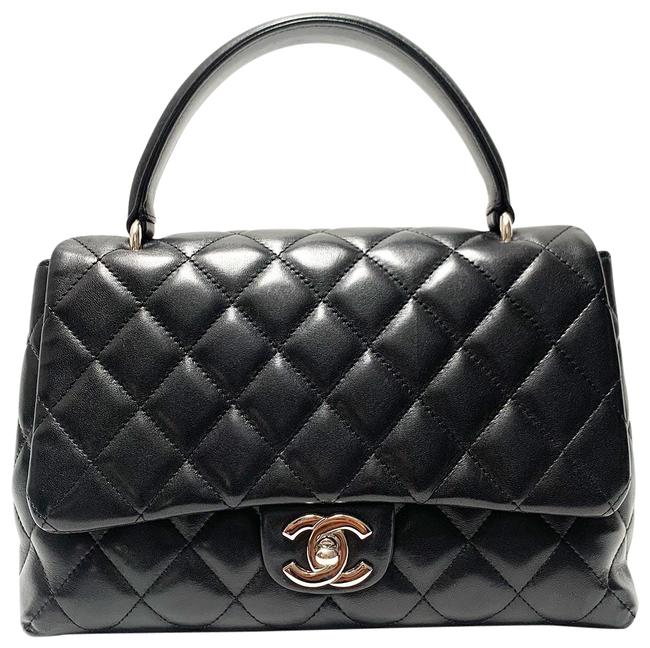 Chanel Kelly Silver Hardware Black Leather Satchel 