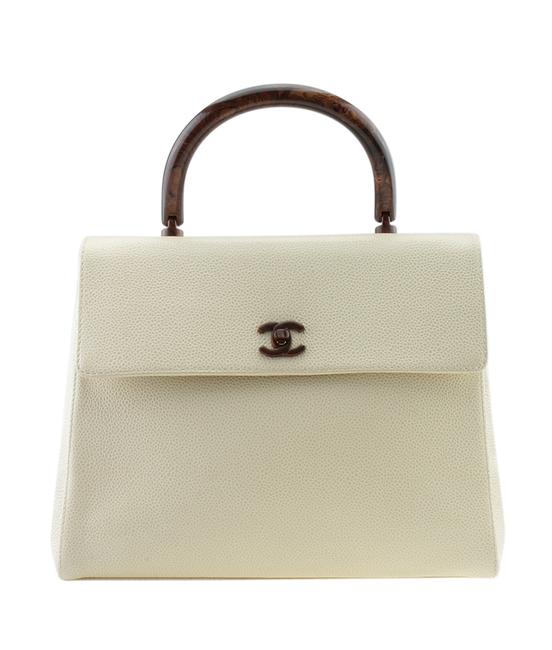 Chanel Kelly Top 175869 White Leather Satchel 