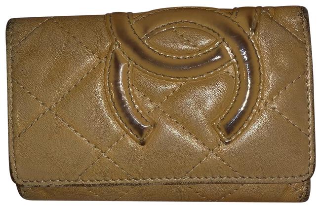 Chanel Keyholder Keychain Tan Pink Leather Clutch 