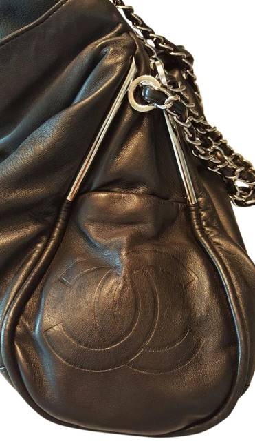 Chanel Large Super Soft Black Lambskin Hobo Bag 