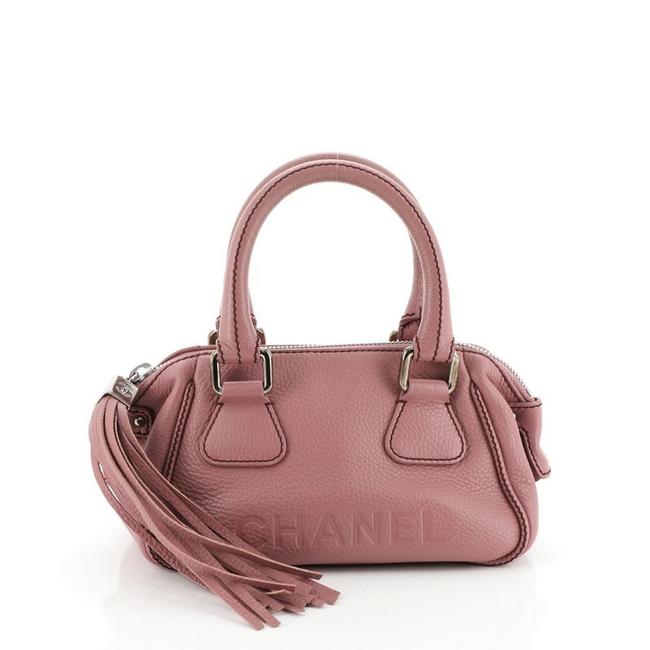 Chanel Lax Tassel Pebbled Small Pink Leather Satchel 