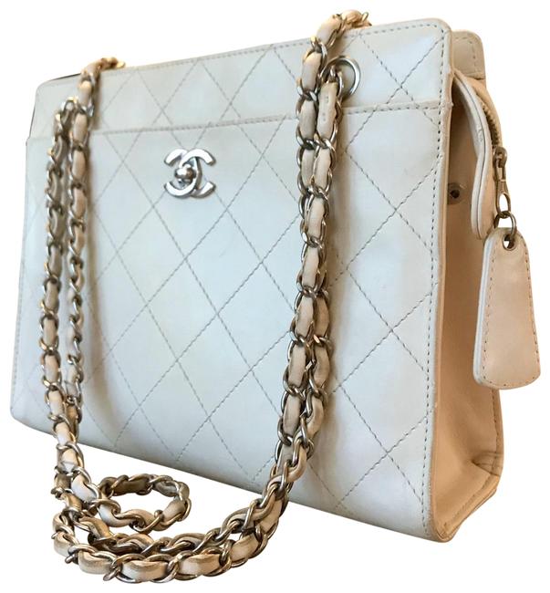 Chanel Light Beige Lambskin Leather Satchel 