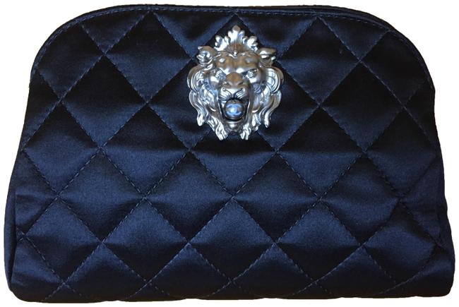 Chanel Lion Head with Pearl Black Satin Clutch 