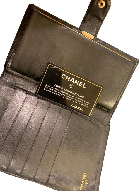Chanel Long Wallet Caviar Bk and Gold Lambskin Leather Clutch 