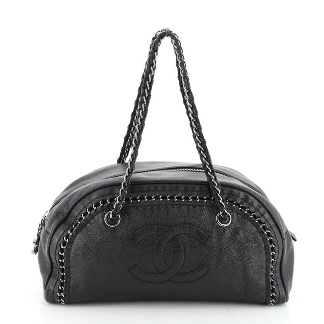 Chanel Luxe Ligne Bowler Medium Black Leather Satchel 