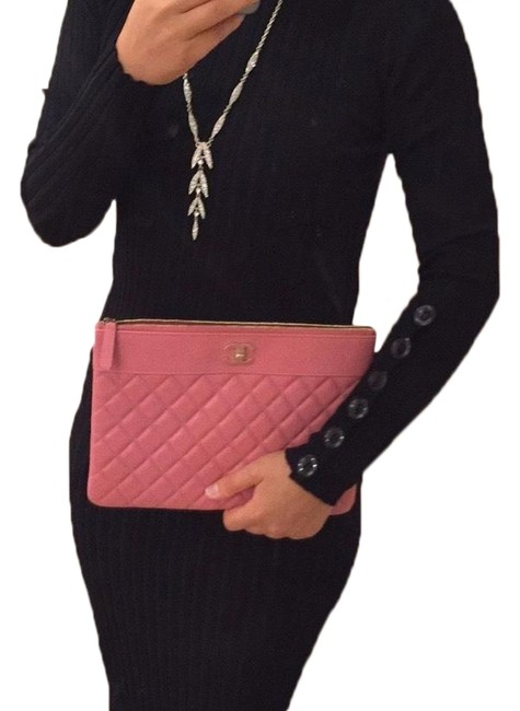 Chanel Mademoiselle Pink Leather Clutch 
