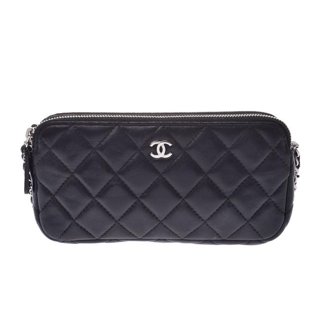 Chanel Matelasse Silver Hardware Ladies Lambskin Black Clutch 