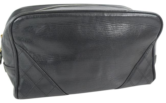 Chanel Matrasse Calf Ladies Pouch Black Clutch 