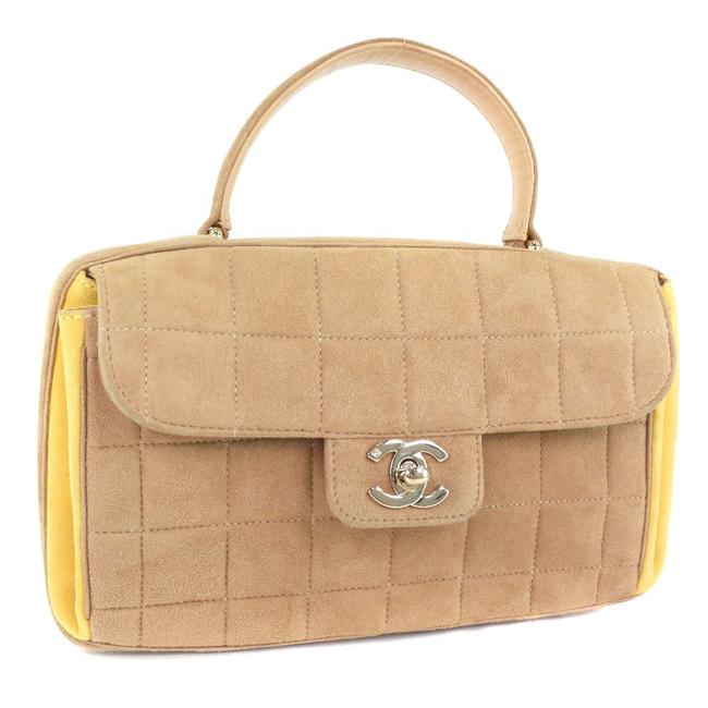 Chanel Matrasse Ladies Handbag Beige Yellow Suede Satchel 