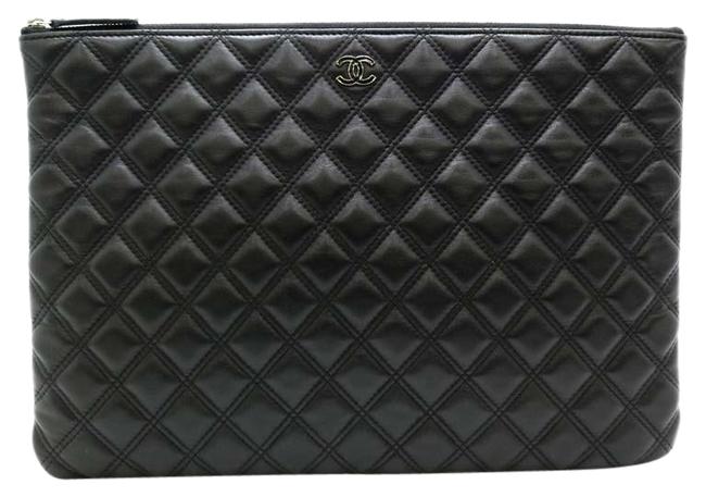 Chanel Matrasse Ladies Lambskin Black Leather Clutch 
