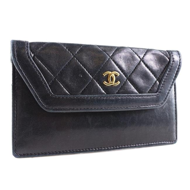 Chanel Matrasse Lambskin Ladies Pouch Black Clutch 