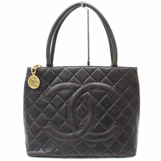 Chanel Medallion Lambskin Black Leather Satchel 