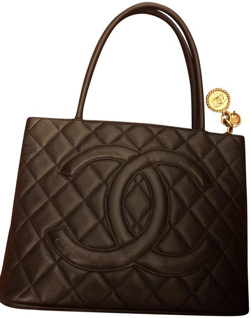 Chanel Quilted Caviar Black Leather Satchel 