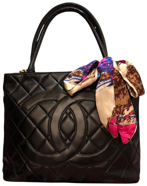 Chanel Medallion Tote Black Leather Satchel 
