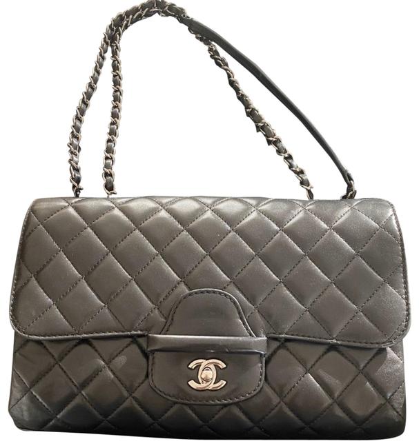 Chanel Medium Flapbag Black Lambskin Leather Satchel 