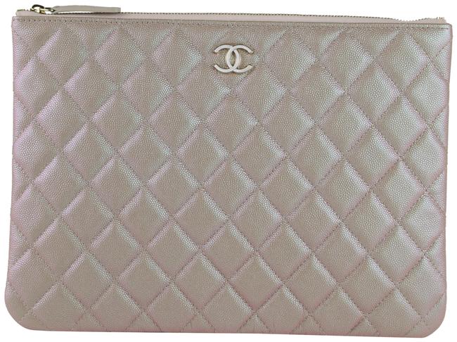 Chanel Medium O Case Beige Iridescent Caviar Clutch 
