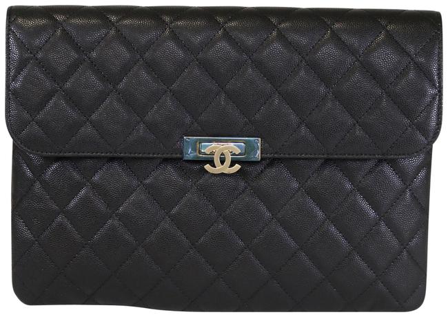 Chanel Medium O Case Black Caviar Clutch 