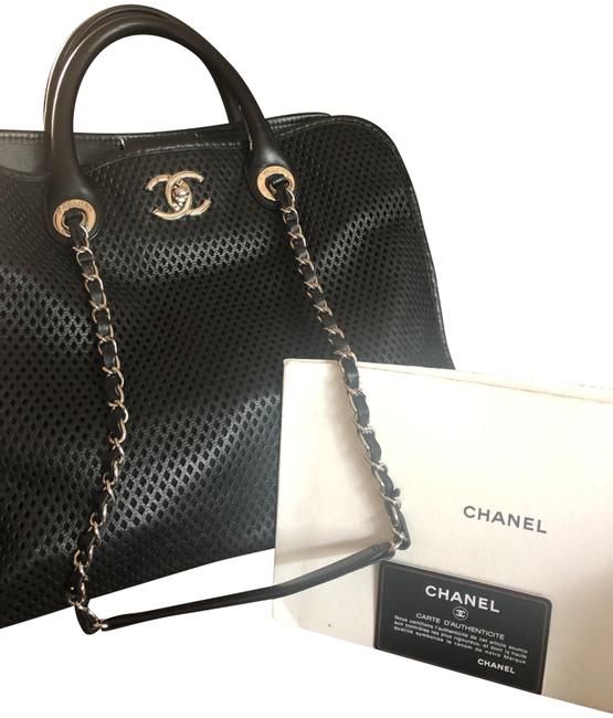 Chanel Mesh Tote Black Leather Hobo Bag 