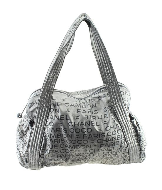Chanel Monogram Coco 165944 Grey Nylon Satchel 
