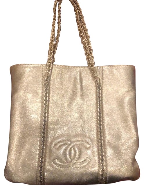 Chanel Monogram Metallic Gold Leather Hobo Bag 