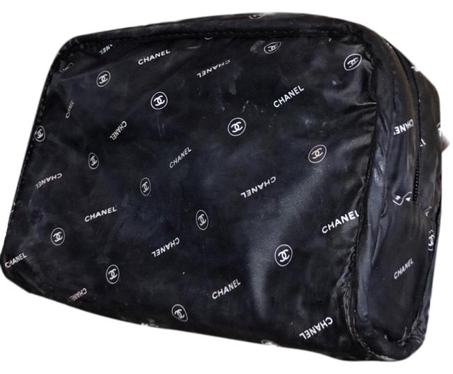 Chanel Monogram Vinyl Makeup Black Nylon Clutch 