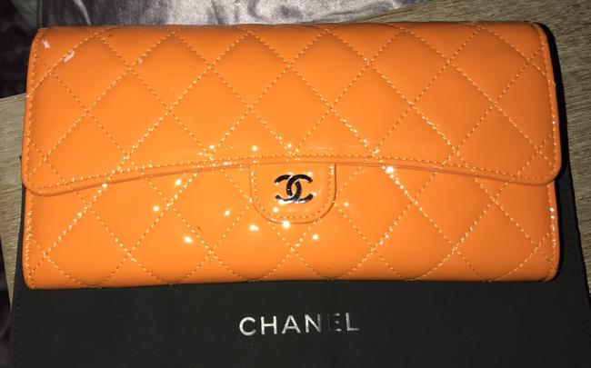 Chanel Multi Orange Patent Leather Clutch 