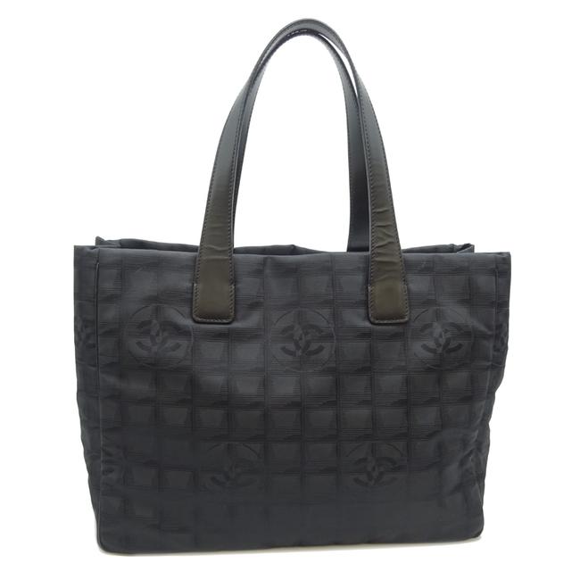 Chanel New Travel Line Tote Mm Ladies Handbag A15991 Black Nylon Satchel 