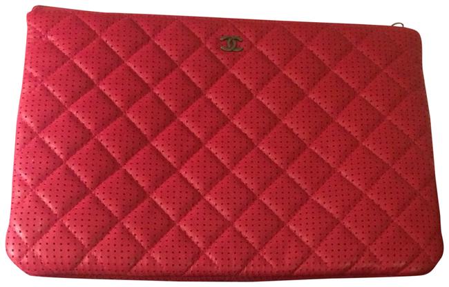 Chanel O Pouch Fuscia Pink Leather Clutch 