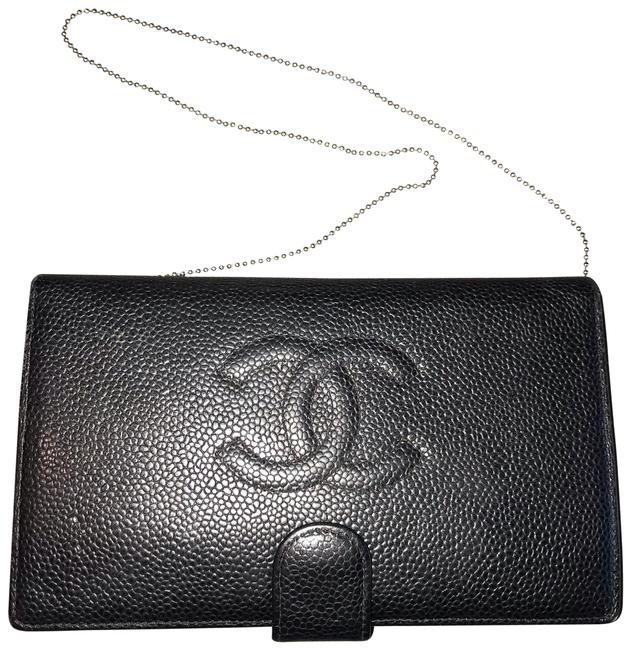 Chanel on Chain Wallet Black Caviar Leather Clutch 