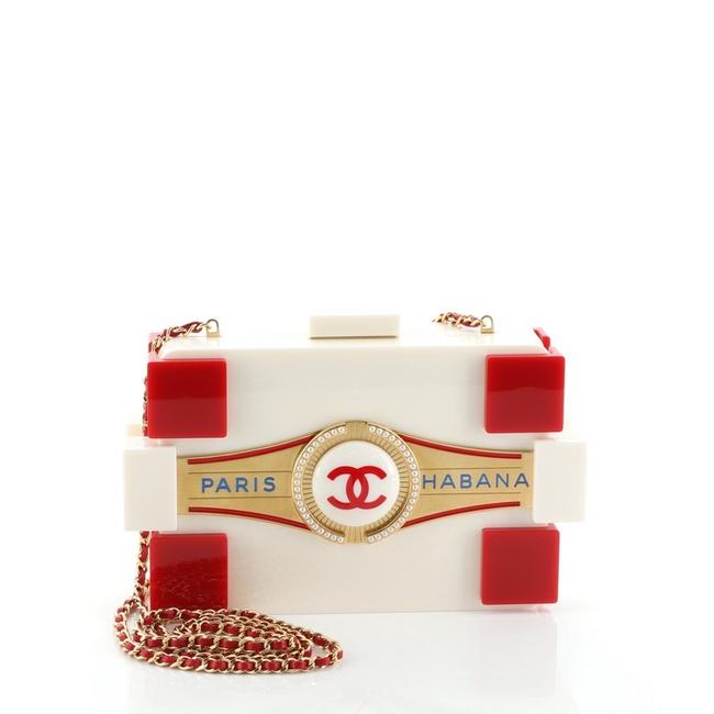 Chanel Paris habana Plexiglass Red and White Polyurethane Clutch 