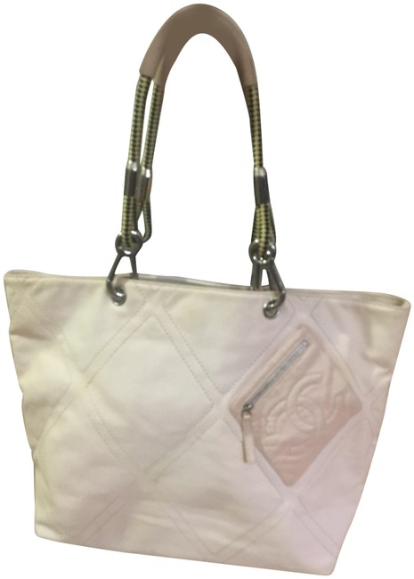 Chanel Pastel Pink Leather &amp Canvas Satchel 