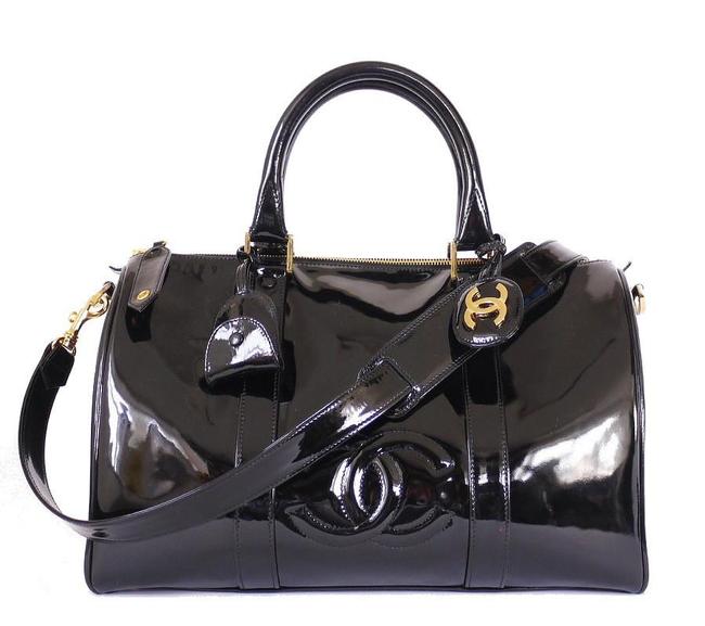 Chanel Patent Black Leather Satchel 
