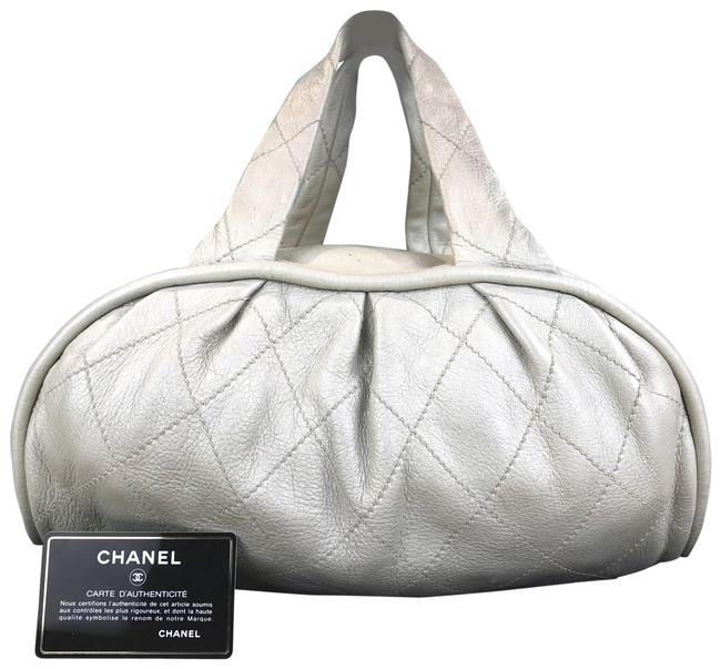 Chanel Pearl Diamond Quilted Cc Sale White Leather Satchel 