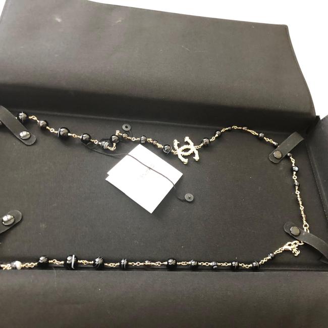 Chanel Pearl Necklace Black Satchel 