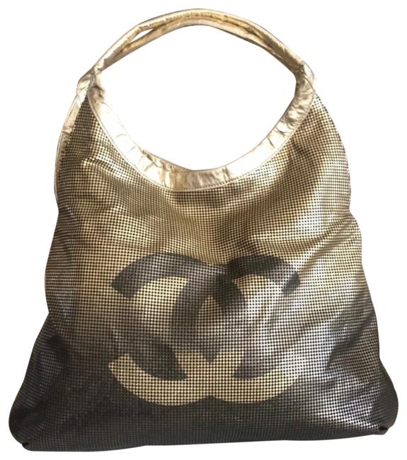 Chanel Perforated Lambskin Gold Black Hobo Bag 