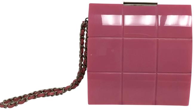 Chanel Perspex Lucite Minaudiere Pink Plastic Clutch 