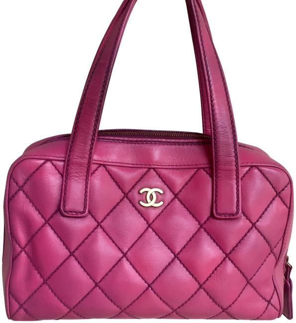 Chanel Pink Wild Stitch Quilted Satchel 
