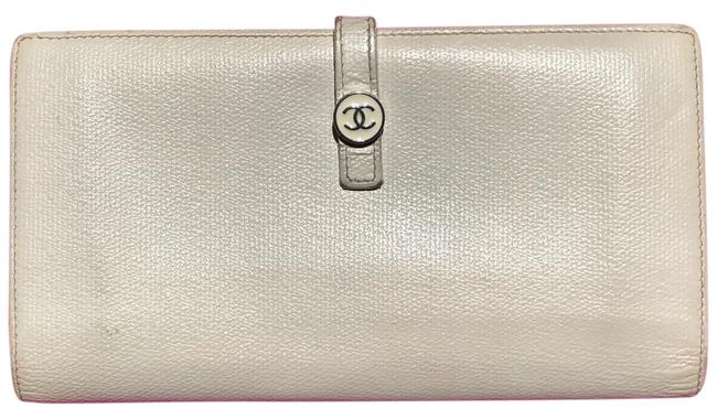 Chanel Portefeuille In Lizard White Leather Clutch 