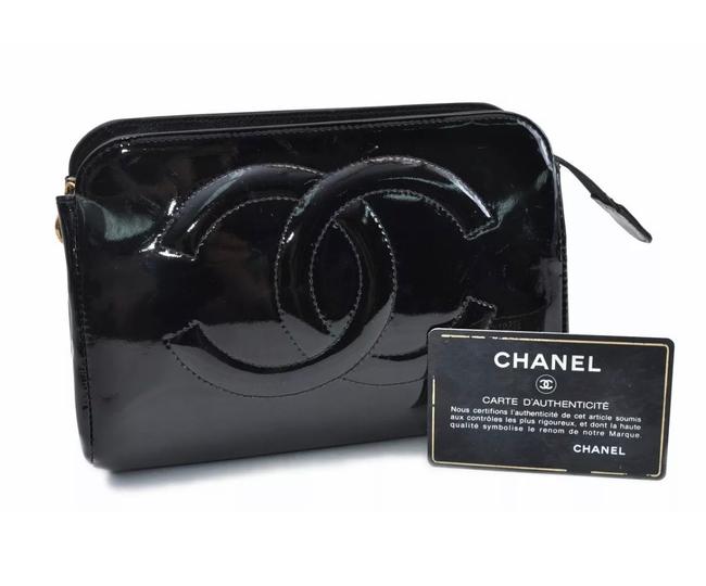 Chanel Pouch Cc Black Enamel Clutch 