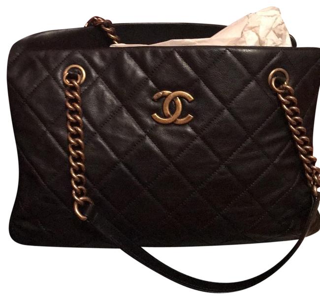 Chanel Purse Gold Hardware Black Lambskin Leather Satchel 